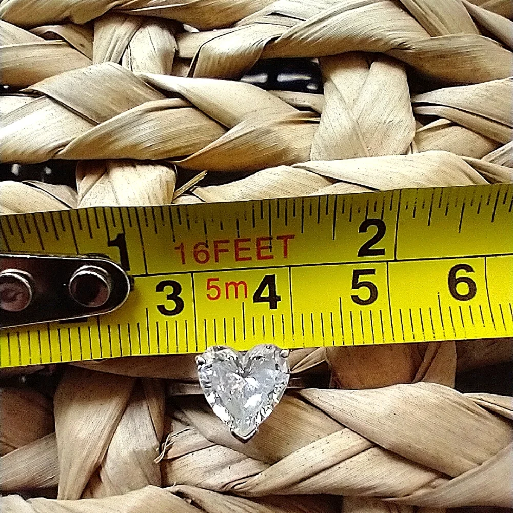 Gold Ring  14k Solid White Gold CZ Heart Shaped Ring - Picture 12 of 15